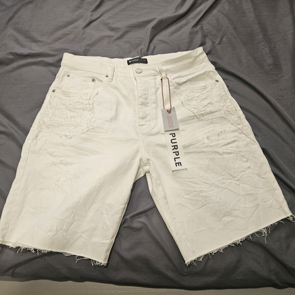Purple White Jean Shorts